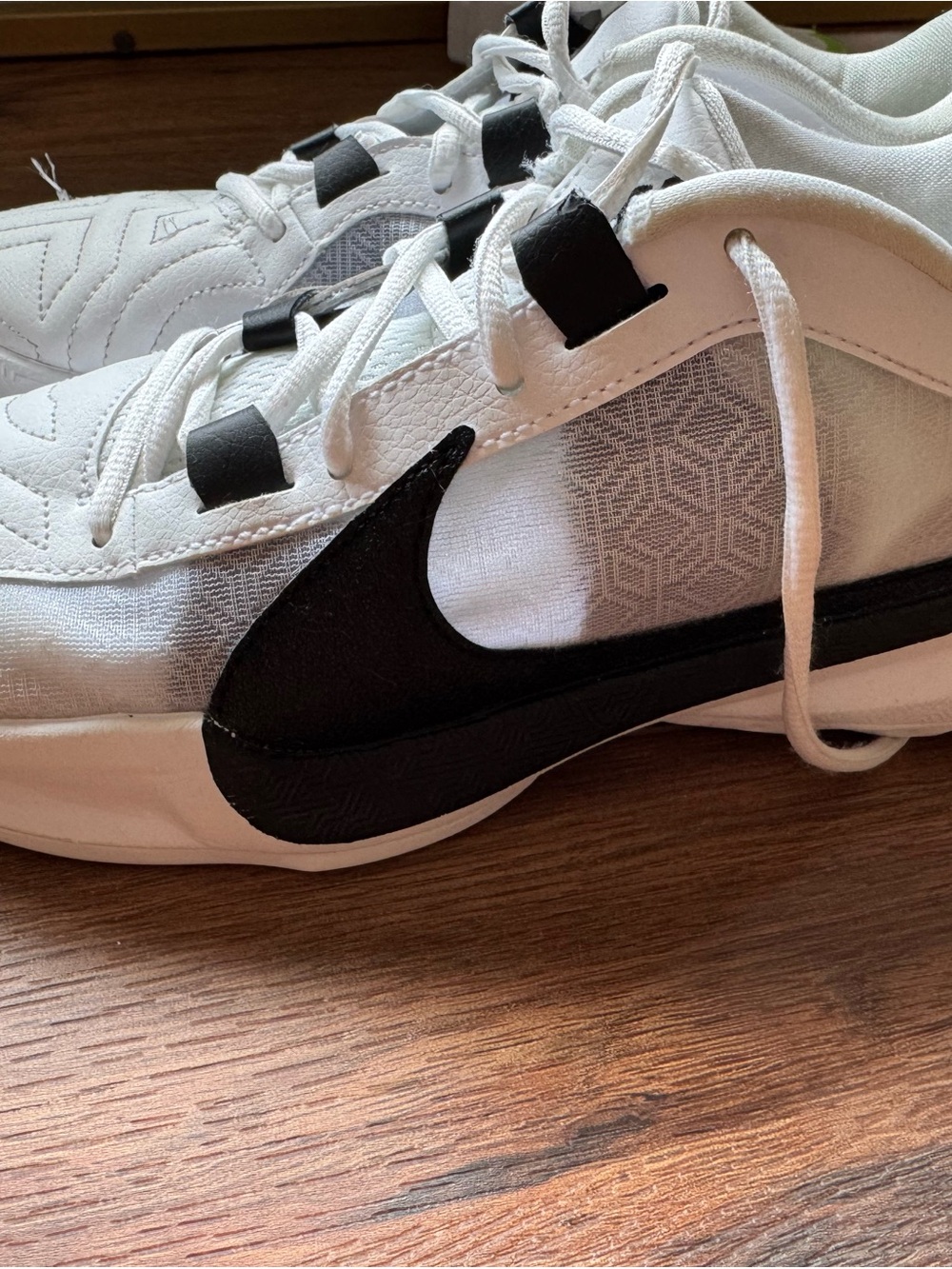 White Sneakers with Black Swoosh